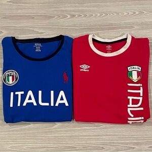 Lot of 2 Polo Ralph Lauren Umbro ITALIA Short Sleeve Shirt Men’s Size L & XL